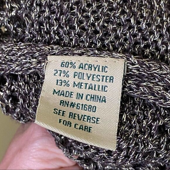 525 America Brown Gold Metallic Crochet Sweater Size Medium - Picture 7 of 8